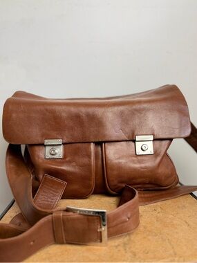 Jil Sander Vintage Brown Leather Shoulder Bag Archive 90s Italian Minimalist